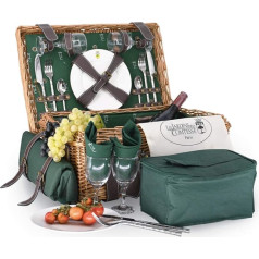 Les Jardins de la Comtesse Picnic Basket for 2 people Champs-Elysées, complete with insulated pocket and tablecloth, size : 48 x 30 x 21 cm