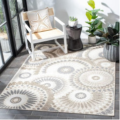 Safavieh Cabana Collection CBN382F Boho Medallion Indoor/Outdoor Non-Shedding Stain Resistant Patio Backyard Area Rug, 9 x 12 Inches, Grey / Ivory