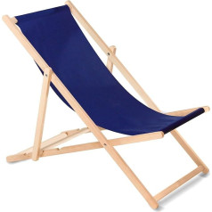 Green Blue Sun Lounger Folding Bookwood without Armrests Sun Lounger Garden Lounger (Navy Blue)