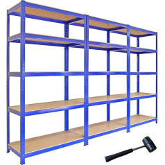 3 x 90cm T-Rax Garage Storage Racking Shed Utility Greenhouse Heavy Duty Racks Blue Shelving Bays 4200kg