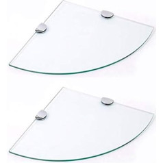 6mm Tempered Glass Corner Shelf 2 x 300mm Shelves