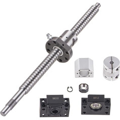GooEquip SFU1605 Ball Screw 1000 mm Threaded Spindle Stainless Steel Ball Screw with BK12 / BF12 Support, DSG16H Nut Housing and Clutch Set CNC Parts