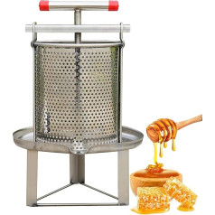 12L Stainless Steel Honey Extractor Equipment, 2-in-1 Manual Honey Presser Wax Press & Honey Presser Extractor, with Filter Bag, for Beekeeping or Commercial Use