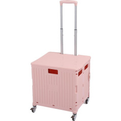 Foldable Multi-Purpose Trolley, Foldable Crate Trolley, 360° Rotatable Portable Trolley for Transporting Shopping in the Office and Office (Pink)