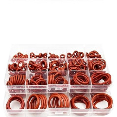 Rote Silikon-O-Ringe, 250–100 Stück, O-Ringe, rote Silikon-VMQ-Dichtung, O-Ringe, Silikon-Unterlegscheibe, Gummi-O-Ring-Sortiment-Set(Red225pcs mixed(1set)