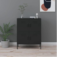 CINDERFUL Lagerschrank Schwarz 80x35x101,5 cm Stahl, Aufbewahren Organisieren