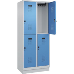 C+P | Doppelstock-Spind Evolo Plus | 2 Abteile | lichtgrau/lichtblau | B 800 mm | mit Bodensockel | Drehriegel