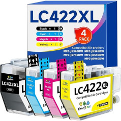 Emojink LC422 LC422XL Printer Cartridges for Brother LC-422XLVAL LC-422 Multipack Cartridges for Brother MFC-J5340DW, MFC-J5345DW, MFC-J5740DW, MFC-J6540DW, MFC-J6940DW, 4-Pack