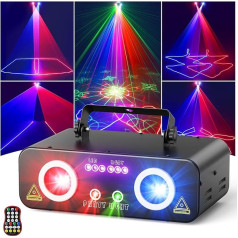 ‎Ehaho Ehaho LED RGB Animation DJ Party Light Strobe Disco Light Party Light with Remote Control and DMX 512 Music Controlled Disco Double Projector Lights Party Light for Party Bar Night Club Live Show