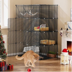 Yitahome 4-Tier Large Cat Cage with Hammock, 4 Doors, 3 Ladders, Cat Enclosure Catio Metal Wire Tight Kennel for 1-3 Cats, Removable Playpen for Small Animals, 104 x 72 x 140 cm