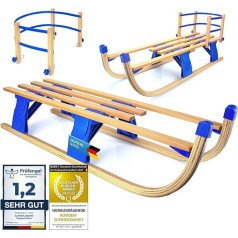 Alpenflitzer® Davos Wooden Sledge 110 cm Foldable Folding Children's Sledge, Premium Wooden Sledge Made of Beech Wood, Folding Sledge Optional with Backrest (Model 24/25)