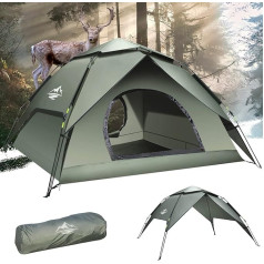 Camping Tent Automatic Instant Tent 2-3 Person Pop Up, Double Layer Waterproof & Windproof Ultralight Dome Tent UV Protection Easy Setup for Trekking, Families, Backpacking