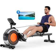 Dripex Rudergeräte für zuhause, Rudergerät Maximale Tragfähigkeit 160 KG, Magnetic Rower mit 16 Stufen von Workout-Widerstand, Dual Slide Rail, Bluetooth App unterstützt, LCD-Monitor