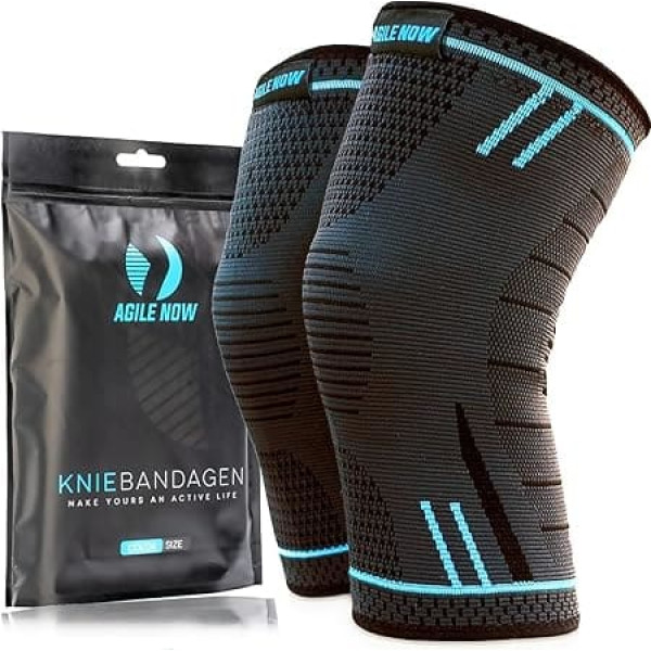 AGILE NOW® Knee Support Set of 2 Premium Stabilises & Protects Joints with Every Movement, Knee Bandage for Men and Women, Non-Slip & Breathable Knee Pads, for Any Sport