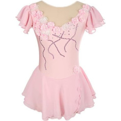 YDHTIZ Girls Short Sleeve Figure Skating Performance Dress Skating Training Skirt Leotard Roller Skating Clothes