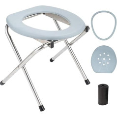 OOCOME Portable Toilet Seat, Folding Commode Porta Potty Emergency Car Commode Chair with Lid, Plastic Bag and Plastic Ring, Lightweight Camp Toilet Seat, Perfect for Camping