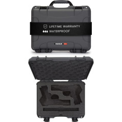 Nanuk 910 Waterproof 2UP Classic Pistol Hard Case - Grey