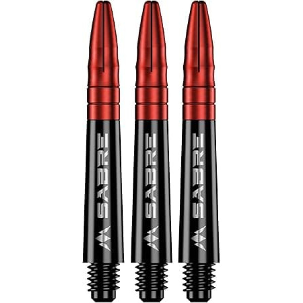 Mission Darts Sabre Shafts | Heavy Duty Black Polycarbonate Shafts with Coloured Aluminium Top | Multiple Pack Sizes | 6 Colours | Short