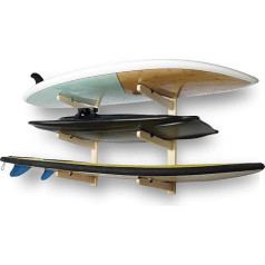 LINGVUM Surfboard Wall Mount Surfboard Rack for Wall Surfboard Storage Racks for Longboards Shortboards Wakeboard Kiteboard and Snowboards, 3 Boards Display Works Indoor and Outdoor