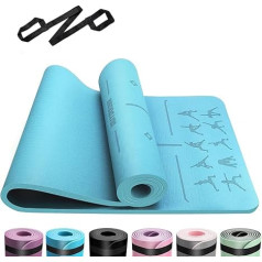 OUTDOUSE Yoga Mat, TPE 6 mm Thick, Skin-Friendly Yoga Mat, Non-Slip Gymnastics Mat, Pilates, Gymnastics, Meditation Stretching with Carry Strap & Bag, Home Workout Sports Mat, 183 x 61 cm