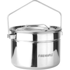 Fire-Maple Antarcti 1.8 L Stainless Steel Cmaping Pot, Food Grade SUS304, LFGB Certified, with Steaming Function, Versatile Cooking for Various Uses (Cooking, Steaming, Sauces and More)