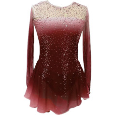 Nnnydjy Professional Figure Skating Dress for Girls Ice Skating Competition Skirt Artistic Gymnastics Dance Jerseys Shiny Rhinestone Ballet Clothing