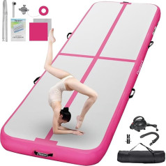 FBSPORT Airtrack Mat, 10/20 cm High Thick 2/3/4/5/6 / M Tumbling Mat, Gymnastics Mat with Air Pump, Training Mat with Carry Bag, Gym Mat for Home, Outdoor, Yoga, Exercise Gymnastics etc.