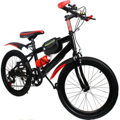 Queeucaer 20 Inch Mountain Bike, Children's Bike, 6 Speed Children's Bicycle, Mountain Bike, Children's Bicycle, Mudguard from and H, Ideal, in the Mountains and in All Other Road Conditions, Red