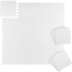 Relaxdays Floor Mat, 48 Protective Mats for Sports and Fitness Equipment, Edged, W x D per Tile 30 x 30 cm, 4.32 m², White