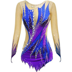 PONNYC Rhythmische Sport Gymnastik Turnanzüge Für Mädchen Handgefertigte Mannschafts Sportarten Wettkampf Kleidung Eiskunstlauf Kleid Mit Hoher Elastizität Eislauf Kostüm
