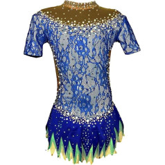 Hynyjxjy Rhythmische Sport Gymnastik Turnanzüge Für Mädchen Kurzarm Gymnastikanzüge Sport Kleidung Eislauf Kleid Mit Glänzenden Kristallen Hochelastische Eiskunstlauf Kostüme