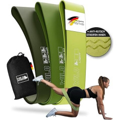 Wild Instincts Loop Bands Set Made of Fabric - Mini Bands Fabric for Strength Training - Fitness Bands Fabric - Mini Resistance Band - Mini Band Fitness - Stretch Band Fitness with WebApp