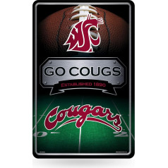 Rico Industries NCAA Washington State Cougars - WSU Large Metal Sign Home Decor 11