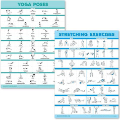 Palace Learning Yoga and Stretching Exercise Posters - Set of 2 Laminated Boards - Yoga Positions and Stretching Exercises [Light] (Laminated, 18