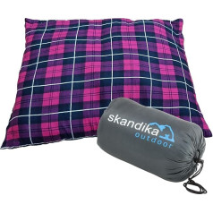 Skandika Dundee Sleepyhead Pillow, Outdoor Camping Pillow, Soft Flannel Cushion Cover with Filling, 45 x 40 cm, Pack Bag, Travel Pillow, Travel, Trekking, Hiking, Sleeping Bag