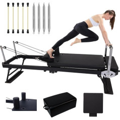 Pilates Reformer Machine Set Upgrade, Foldable Equipment for Home Workouts, Double Shoulder Cushion, Adjustable with Springboard and Spring, Latex Included