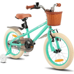 Hiland 14 16 18 Inch Children's Bicycle with Stabilisers, Green/Pink Girls Bicycle, Handbrake and Coaster Brake, Children's Bicycle for Girls with Basket