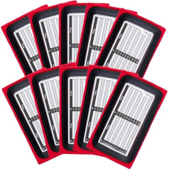 Youth Trainer 10 Pack 3 Piece Playbook Wristband Ideal for Football Matches, Baseball Calls and All Sports (Red)