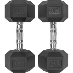 CTIVE FOREVER Hanteln 2er Set, Hex Hanteln Paar, Schwarz Gummi Hex Hantel, Haushalt Gummierte Hanteln Set