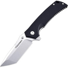 Harnds Portable Folding Knife with G10 Handle, D2 Stainless Steel Serrated Multi-Purpose Knife for Hunting, Camping, Survival (CK7206 - Satin)