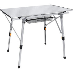 FIVMEN Folding Camping Table, 90 x 51.5 cm, Height Adjustable, Aluminium Camping Table, Garden Table, Folding Table with Carry Bag for Outdoor Garden, Silver