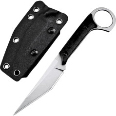 Joa Small Handy Tool Steel Knife Sharp Non-Slip Silver Survival Portable Camping Outdoor Knife Edc Hunting Knife Neck Knife Hole Fixed Knife Belt Knife/Sheath