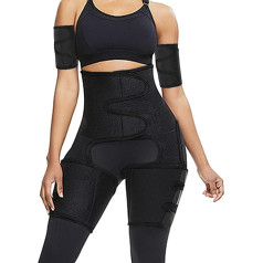 Reshe 4 in 1 Women High Waist Arm Thigh Drop Sweatband Weight Loss Waist Trimmer Plus Size (Black, 4XL/5XL)