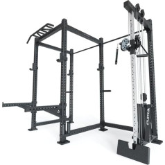 Atletica R8-Drift PRO Power Rack, Cable Rack with 90 kg Stack, 4 J-Hooks, Spotter Arms, Pull-Up Bars, Weight Pins & Bar Holder, 123 x 261 cm Base, 334 kg