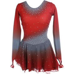 PONNYC Backless Figure Skating Dress, Shiny Rhinestone Ice Skating Clothing for Girls, Colour Gradient, Winter Sports, Competitions, Costumes, Team Sports, Gymnastics Outfit