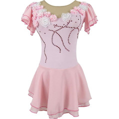 PONNYC Eislauf Kostüm Mit Kurzen Ärmeln Rhythmische Sport Gymnastik Trikots Handgefertigte Eiskunstlaufbe Wettkämpfe Kleidung Winter Sport Röcke Mit Glänzenden Strasssteinen