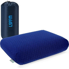 LSFFM Camping Pillow Memory Foam, Easy to Fold, Camping Essentials, Small Travel Pillow with Portable Bag, Hiking Pillow for Backpacking, Anti-Pilling Cushion Cover (Blue)