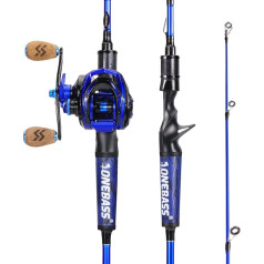One Bass Fishing Rod and Reel Combo IM7 Graphite 2 Pieces Blank Baitcasting Combo Super Polymer Grip Spinning Rod