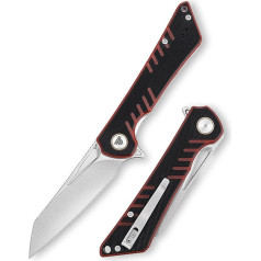 TRIVISA Pocket Folding Knife for EDC, Flippers Knife with Clip for 8.6 cm Reverse Tanto 14C28N Blade G10 Handle, Ti Ring, Ideal Gift for Men Women, Monoceros 03RB (Stonewash)