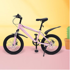 CHFUNE 18 Inch Mountain Bike, Children's Bicycle Boys Girls Children's Bike, Height Adjustable Mountain Bike, Outdoor Children's Bicycles, Pink, for Ages 5-8 Years, Max. 60 kg